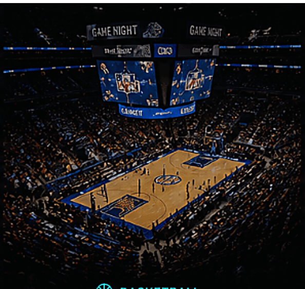 Basketball arena during a game